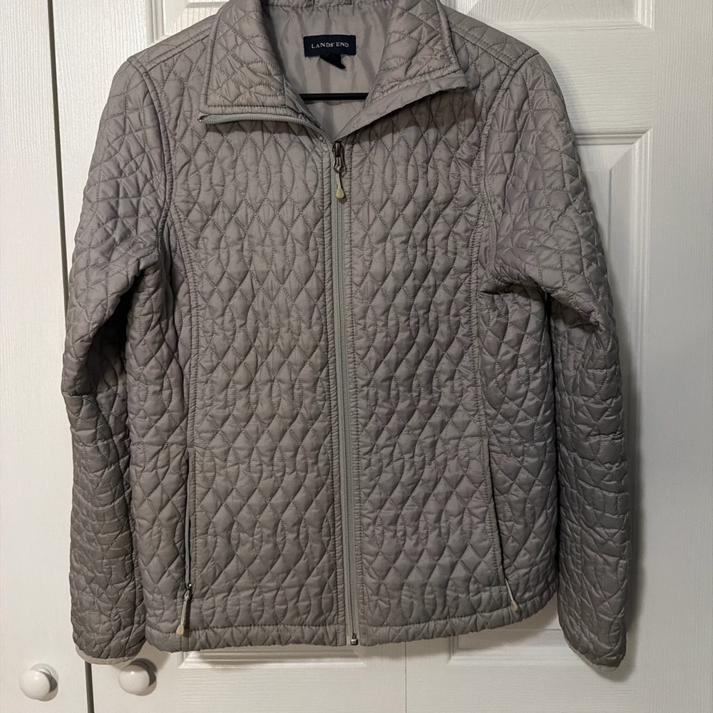 Lands' End Quilted Gray Jacket - image 1